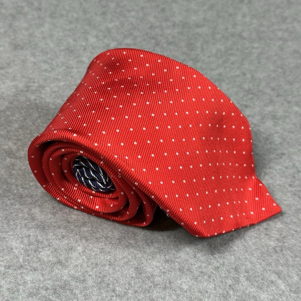 Tommy Hilfiger Red Polka Dot Silk Tie Vintage USA Classic Mens Necktie 58x3.5in
